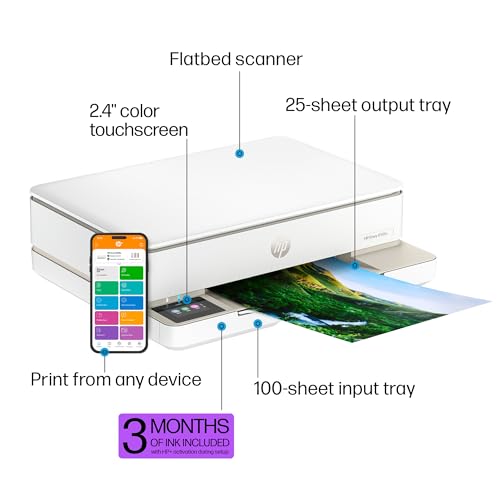 HP Envy 6155e Wireless All-in-One Color Inkjet Printer, Print, scan, Copy, Duplex Printing Best-for-Home, 3 months of Instant Ink included (714L5A)