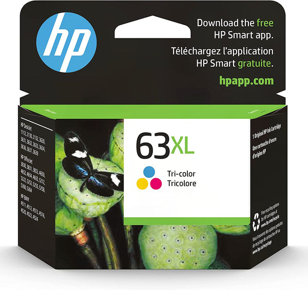 HP 63XL Tri-Color High Yield Ink Cartridge (F6U63AN)